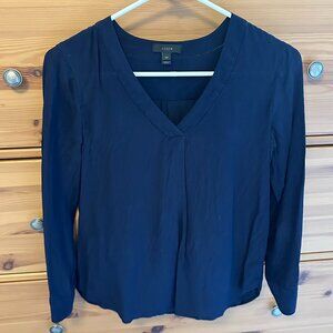 JCrew Navy Silk V-Neck Blouse - Sz 0P